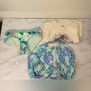 Justice Girls Jurassic World One Piece Swimsuit T Shirt XL Lot Of 3 Pieces